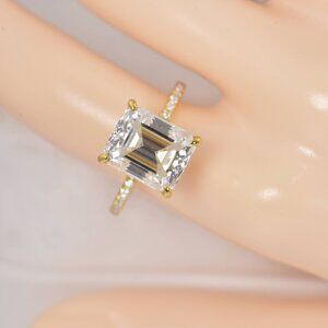 Certified Moissanite 5.68 tcw Emerald Cut Engagement Ring 925